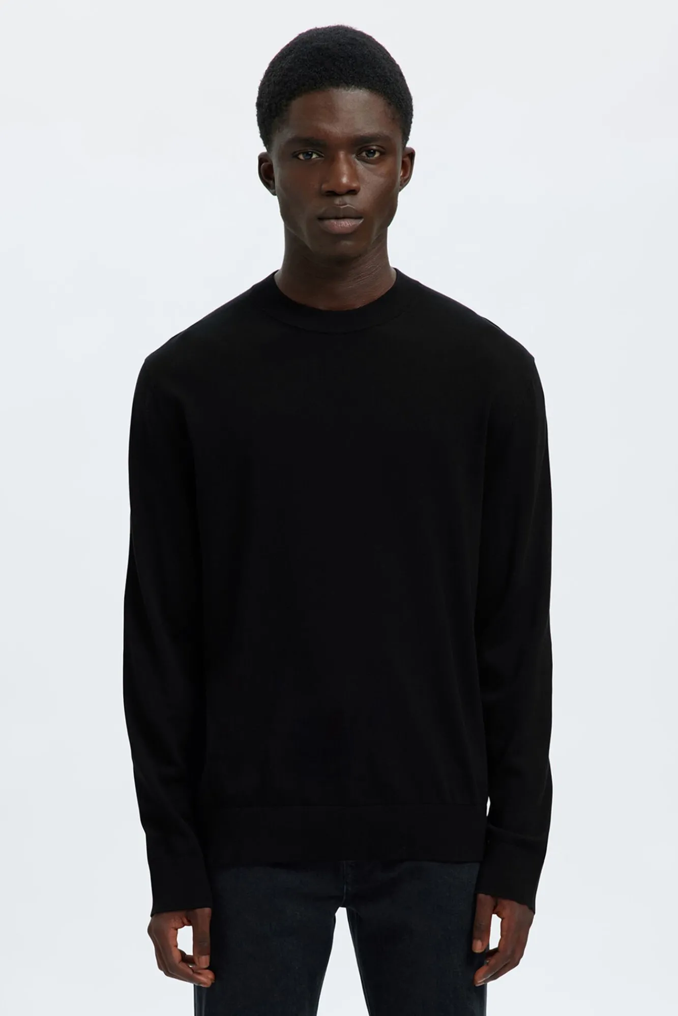 Selected Camisolas-Camisola leve 100% algodão orgânico Preto