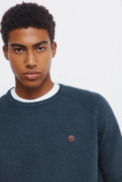 Springfield Camisolas-Camisola liso de gola alta azul