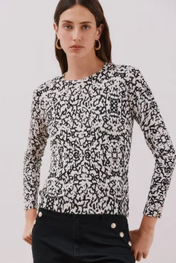 Cortefiel Camisolas-Camisola malha estampada Preto