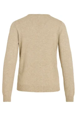 Vila Blusas|Camisolas-Camisola malha gola em bico Castanho