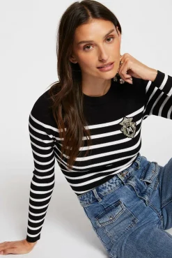 Morgan Camisolas-Camisola manga comprida com riscas Preto