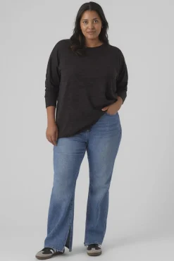 Vero Moda Curve T-Shirts-Camisola manga comprida talha grande Preto