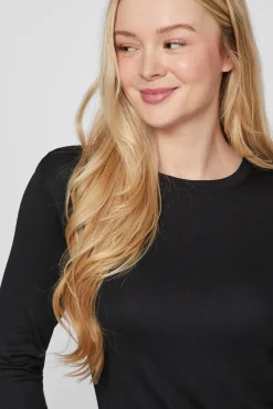 Vila T-Shirts-Camisola manga comprida térmica Preto