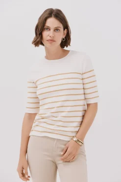 Cortefiel Camisolas-Camisola manga curta Ecru