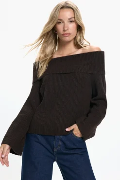 Vero Moda Camisolas-Camisola ombro a ombro Castanho