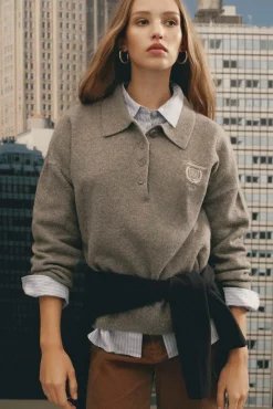 Springfield Camisolas-Camisola polo bordada cinzento