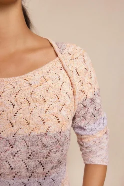 Slowlove Camisolas-Camisola rendilhada Ecru