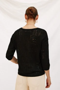 Cortefiel Camisolas-Camisola rendilhados lúrex Preto