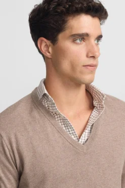 Silbon Camisolas-Camisola retrô com gola em V Castanho