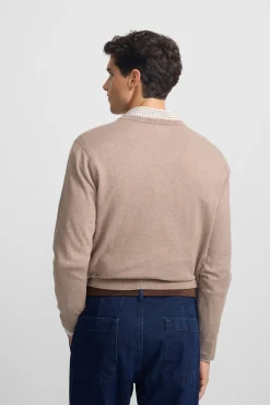 Silbon Camisolas-Camisola retrô com gola em V Castanho