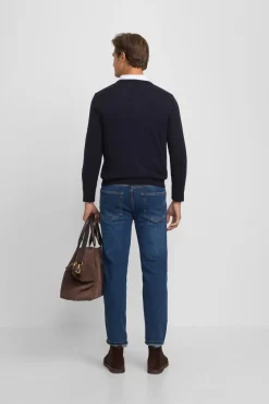 Silbon Camisolas-Camisola retrô com gola em V Azul