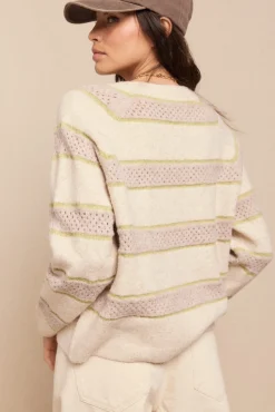 Slowlove Camisolas-Camisola riscas Tostado