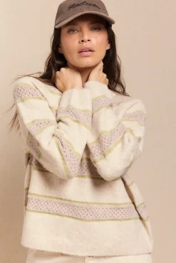 Slowlove Camisolas-Camisola riscas Tostado