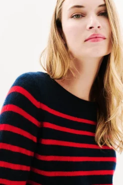 Caroll Camisolas-Camisola riscas 100% caxemira Azul