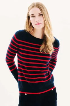 Caroll Camisolas-Camisola riscas 100% caxemira Azul