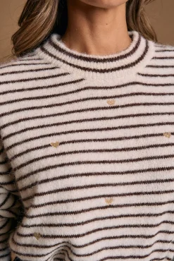 Polín Et Moi Camisolas-Camisola riscas coração Trice Castanho