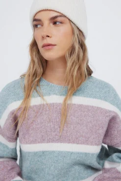 Springfield Vestidos-Camisola riscas lilás e verde