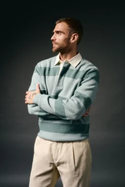 OOTO Camisolas-Camisola rugby gola polo Azul