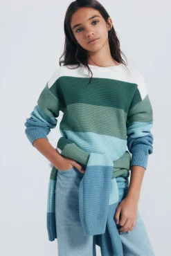 Springfield Kids Malhas-Camisola às riscas para menina verde