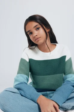 Springfield Kids Malhas-Camisola às riscas para menina verde