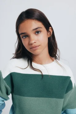 Springfield Kids Malhas-Camisola às riscas para menina verde