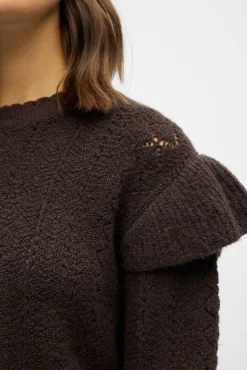 Object Camisolas-Camisola vazado com babados Castanho