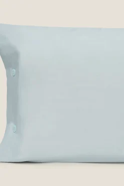 Textura Fronha-Capa almofada algodão orgânico. Cama 80-90 cm. azul