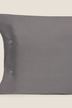 Textura Fronha-Capa almofada algodão orgânico. Cama 135-140 cm. cinzento