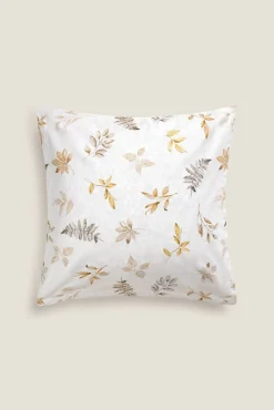 Textura Fronha|Almofadas-Capa de almofada de algodão com folhas em um galho cru