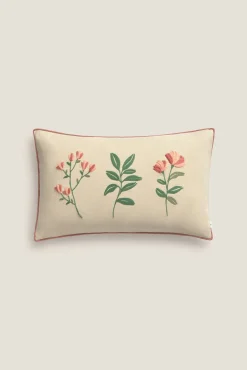 Textura Almofadas-Capa de almofada de flores de algodão branco