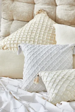 Calma House Almofadas-Capa de almofada royal cru com diamante em relevo estampado