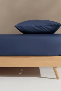Textura Conjuntos De Roupa De Cama-Capa de baixo algodão orgânico. Cama 180-200 cm. azul
