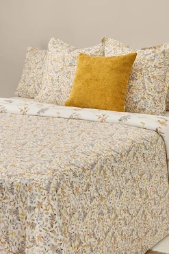 Textura Edredons-Capa de edredom de algodão com folhas em um galho cru