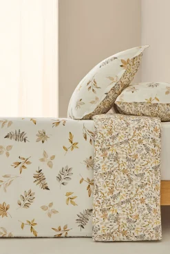 Textura Edredons-Capa de edredom de algodão com folhas em um galho cru