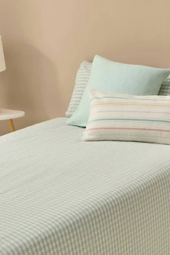 Textura Edredons-Capa de edredom xadrez azul