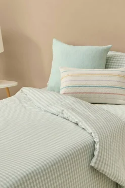 Textura Edredons-Capa de edredom xadrez azul