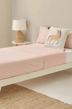 Textura Edredons-Capa de edredom xadrez rosa