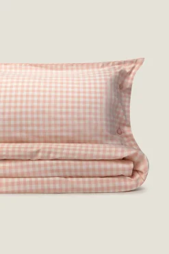 Textura Edredons-Capa de edredom xadrez rosa