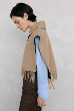 Pedro del Hierro Sobretudos-Capa midi com franjas Beige