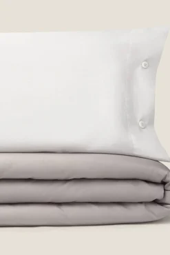 Textura Edredons-Capa nórdica algodão percal reversível. Cama 150-160 cm. cinzento