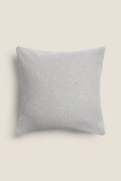 Textura Almofadas-Capa travesseiro algodão bicolorida 45 x 45 cm. cinzento