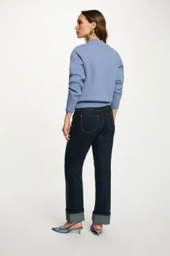 Morgan Camisolas-Cardigã com gola de pelúcia Azul