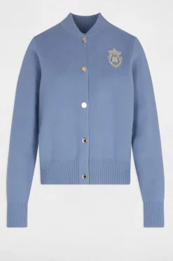 Morgan Camisolas-Cardigã com gola de pelúcia Azul