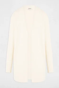 Morgan Camisolas-Cardigã comprido de malha aveludada Ecru