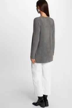 Morgan Camisolas-Cardigã comprido de malha aveludada Cinzento