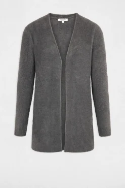 Morgan Camisolas-Cardigã comprido de malha aveludada Cinzento