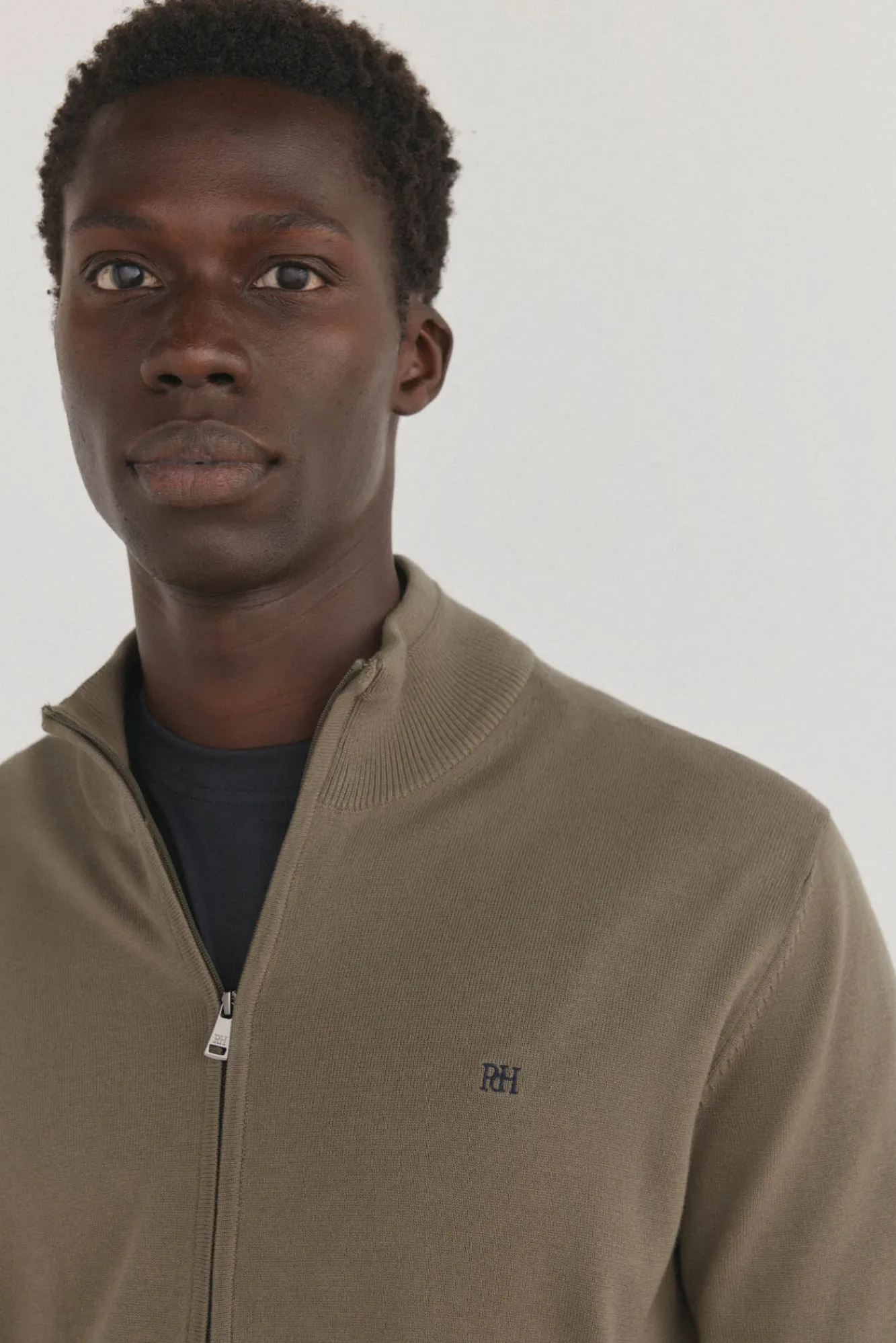 Pedro del Hierro Camisolas-Cardigã fino de algodão premium com fecho-éclair Verde