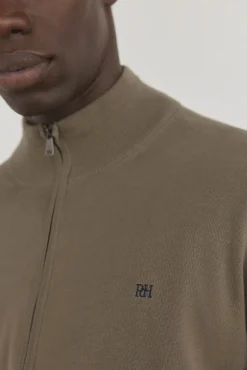 Pedro del Hierro Camisolas-Cardigã fino de algodão premium com fecho-éclair Verde