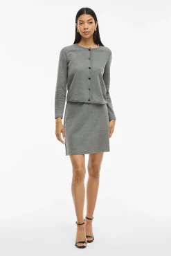 Vila Camisolas-Cardigan abotoado de algodão e viscose Cinzento