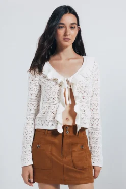 Springfield Camisolas-Cardigan com babados branco